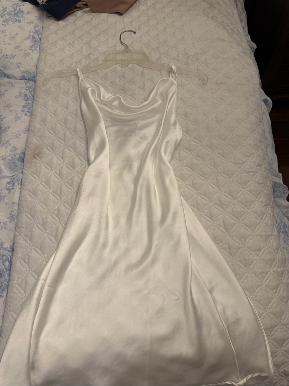 Motel Rocks White Satin Cowl Slip Mini Dress